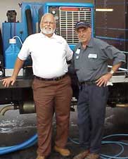 Jerry McKillip. Prochem National Service Manager, and Fred Hall, Michigan Maintenance Supply Service Technician